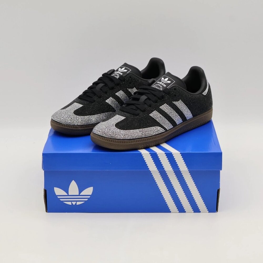 adidas Black Silver Rhinestone Samba Sneakers